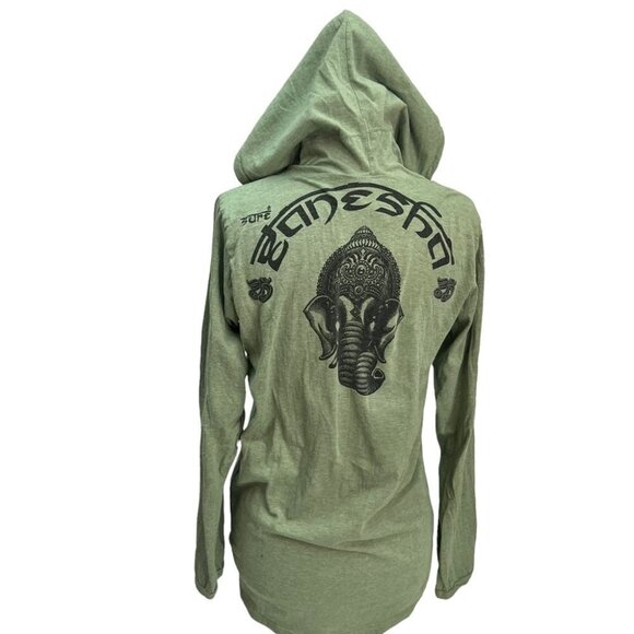 100% Cotton Thailand Green Elephant Long Sleeve Top Size M - Picture 2 of 8